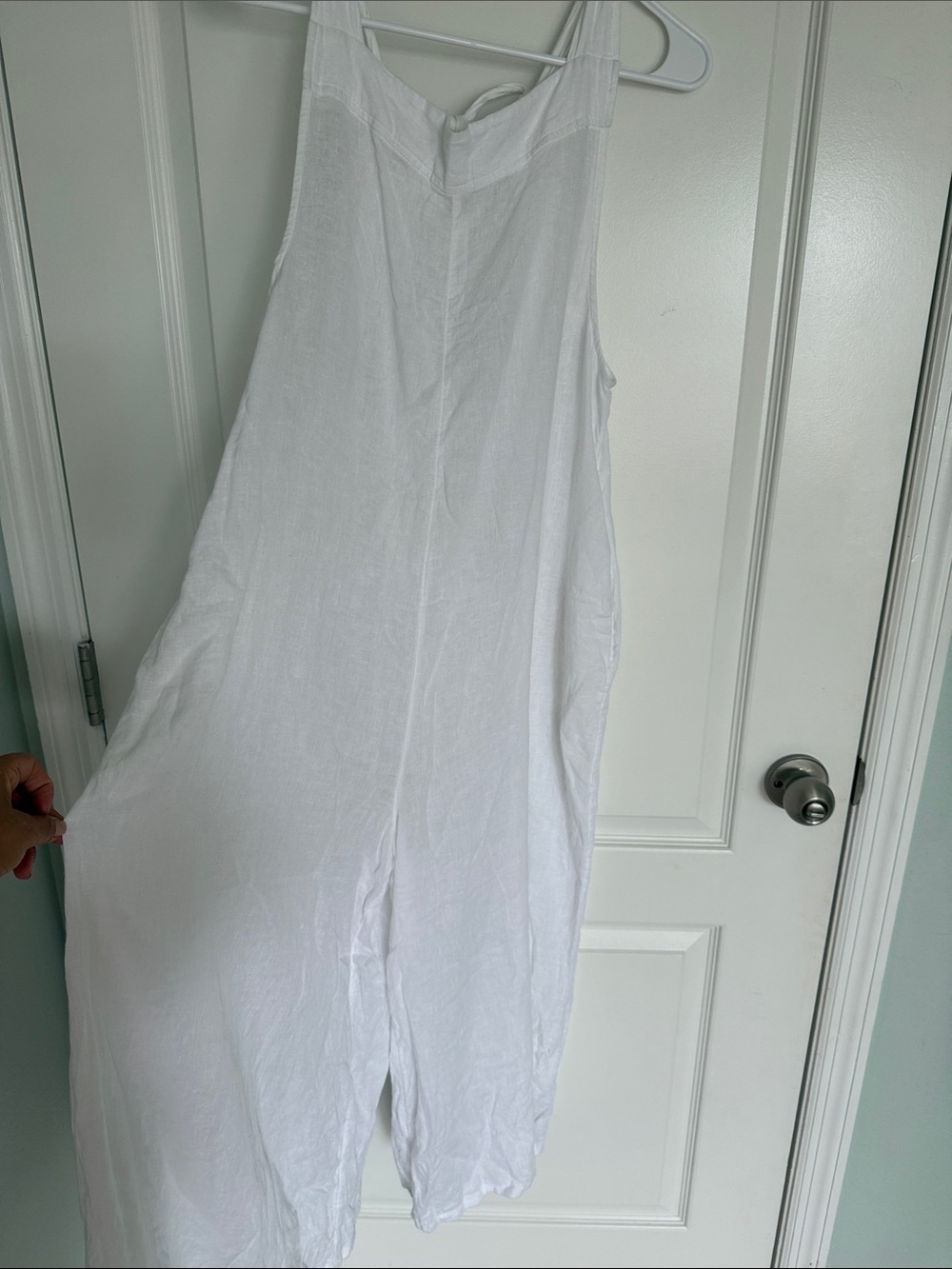 haute hippie style linen blend strappy wide leg jumpsuit Overalls Size XL White - Picture 3 of 13